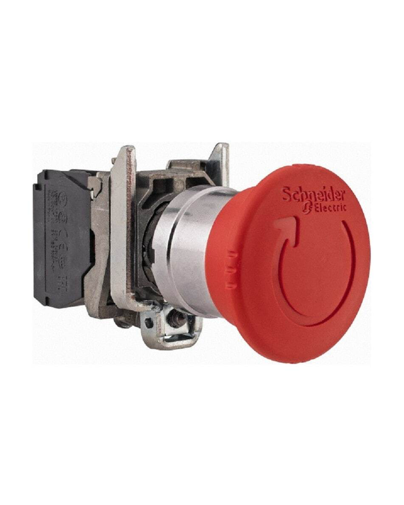 Schneider XB4BS8442 22mm E-STOP Push Button, Red with 1NC contact