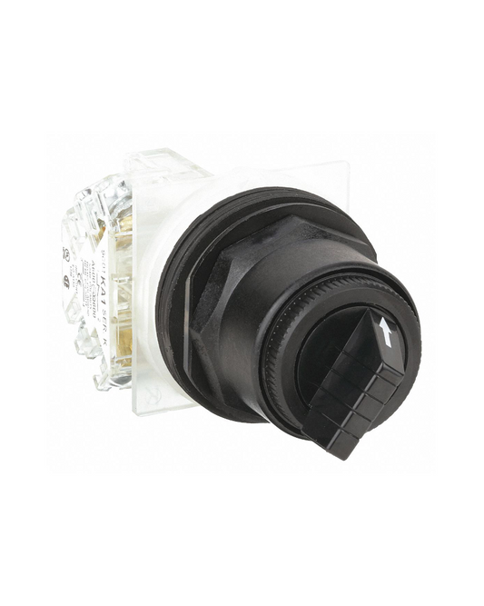 Schneider 9001SKS43BH13 30mm Selector Switch, 3-Position, Black with 1NC & 1NC contact